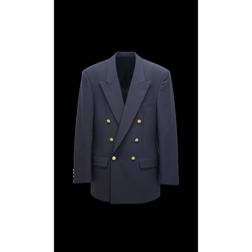 Vintage Burberrys x Saks Fifth Avenue Double Breasted Blazer Wool Gold Button